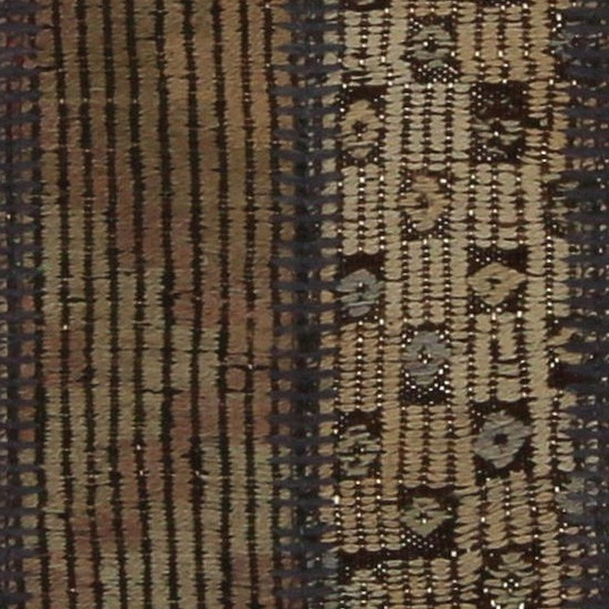 Close-up of the handwoven kilim weave - Muted Grey Kilim Patchwork on Indigo & Taupe - WA-PCH-MUT-70105-081 - Arconiz
