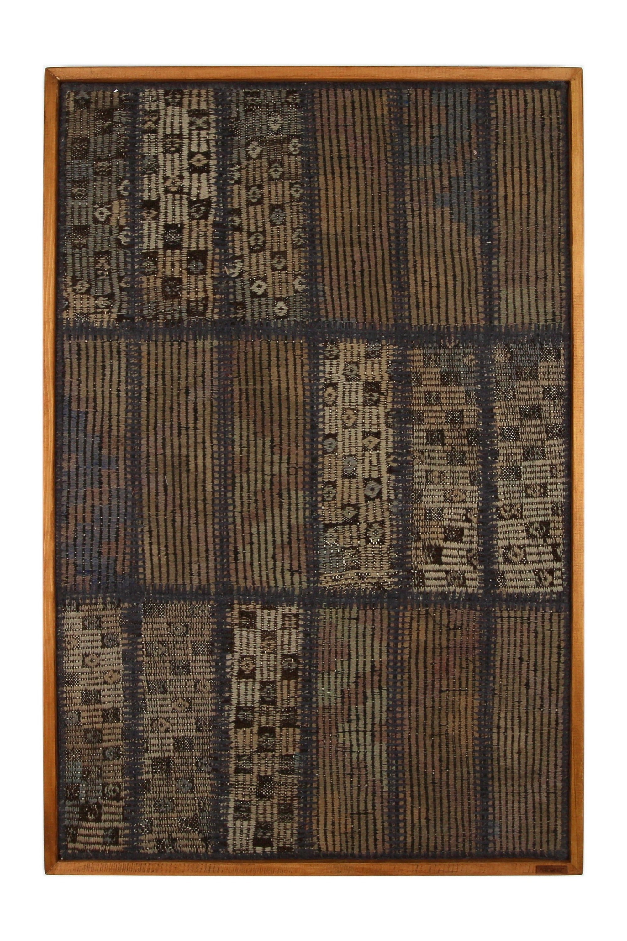 Muted Grey Kilim Patchwork woven wall art 28" x 41" - WA-PCH-MUT-70105-081 - Arconiz