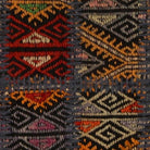 Close-up of the handwoven kilim weave - Navy & Red Tribal Kilim on Gold Ochre - WA-TRB-NAV-7094-083 - Arconiz