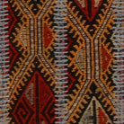 Close-up of the handwoven kilim weave - Red & Navy Tribal Kilim on Gold Ochre - WA-TRB-RED-73108-084 - Arconiz
