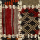 Close-up of the handwoven kilim weave - Rust & Ivory Kilim Patchwork on Warm Multicolor - WA-PCH-RUS-76115-085 - Arconiz
