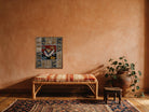 Kilim Fish Patchwork on Slate & Grey woven wall art in a second styled room setting, for scale - WA-PFH-RED-6576-086
