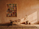 Orange & Emerald Kilim Patchwork on Rich Multicolor woven wall art in a second styled room setting, for scale - WA-PCH-ORA-80104-087