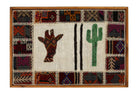 Hand & Cactus Folk Motif woven wall art 37" x 26" - WA-FLK-BRO-9565-089 - Arconiz