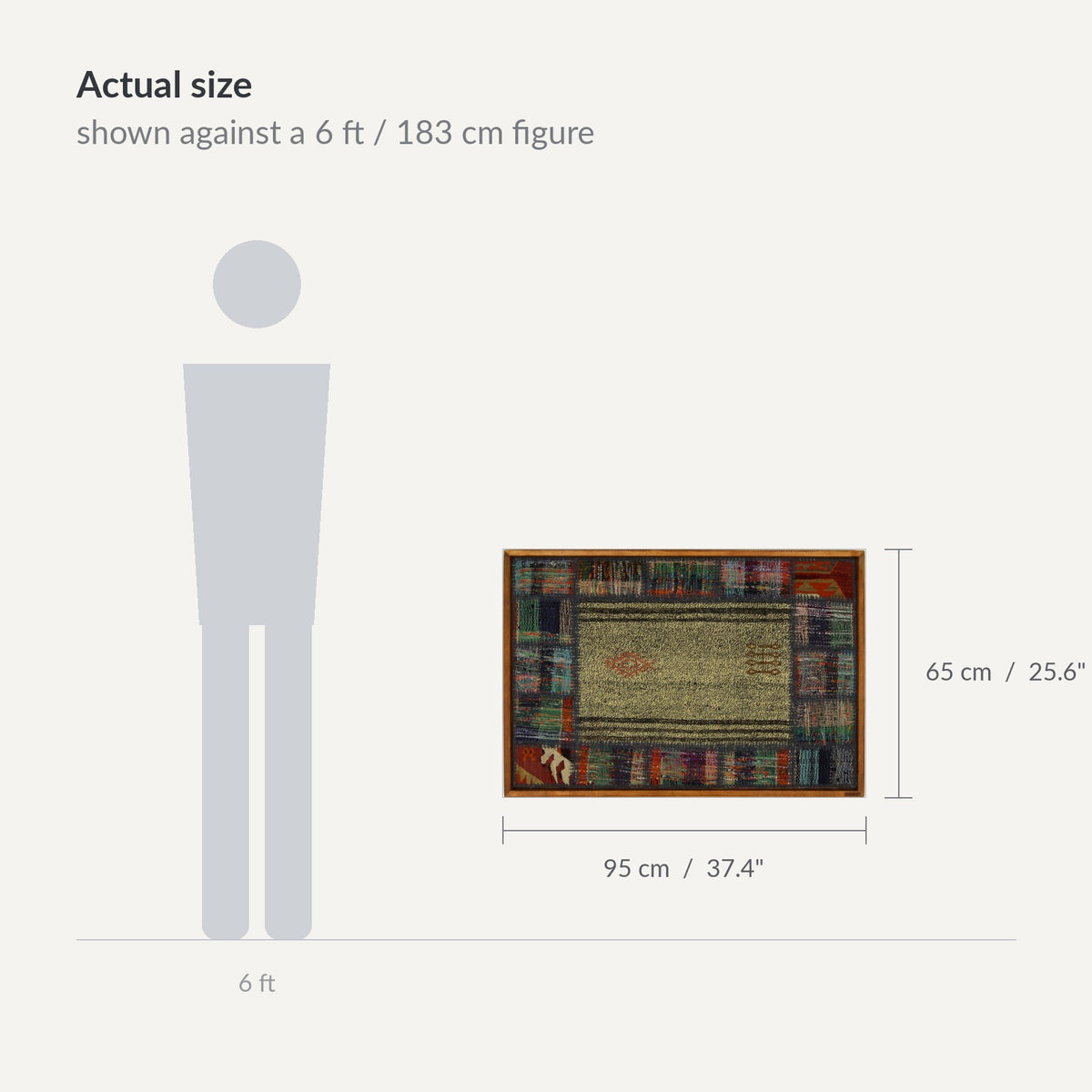 Size guide: 37" x 26" shown against a 6 ft / 183 cm figure - WA-BRD-MUL-9565-090